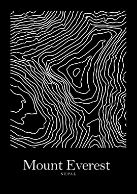Mount Everest Topographic Map Poster