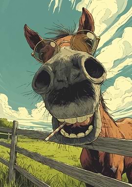 Funny Horse Wearing Glasses