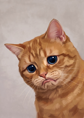 Sad Orange Tabby Cat Portrait