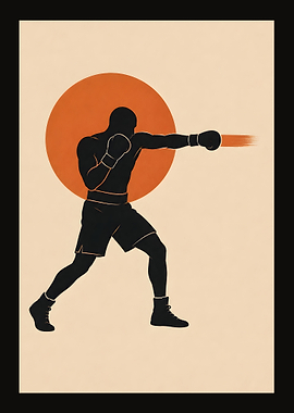 Minimalist Boxing Punch Motion Silhouette