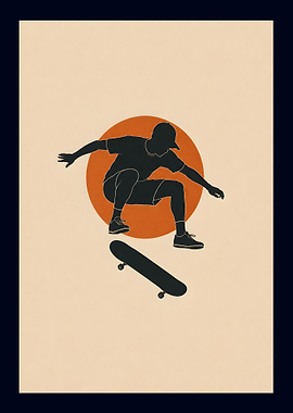 Minimalist Skateboard Trick Silhouette