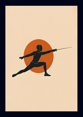 Minimalist Fencing Athlete Silhouette