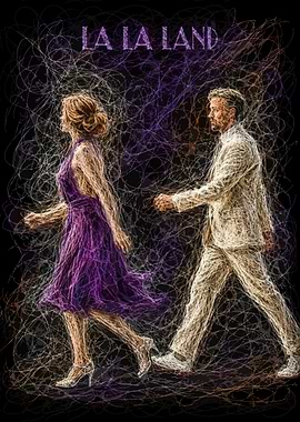 La La Land Scribble Art Poster