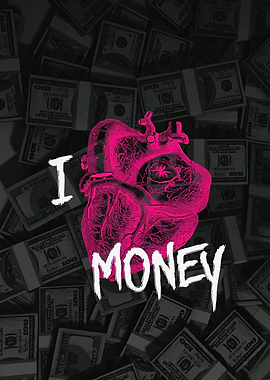 I Love Money Heart Graphic