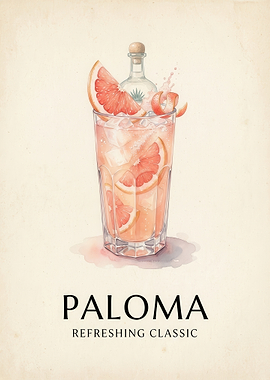 Paloma Cocktail Watercolor Art Print