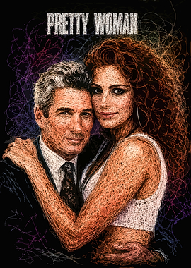 Pretty Woman Scribble Art Poster
