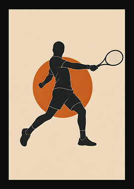 Minimalist Tennis Player Silhouette