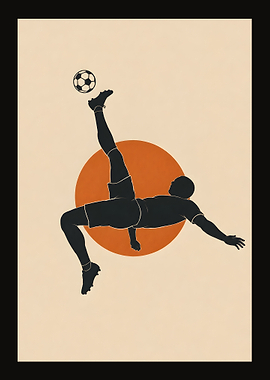 Minimalist Football Bicycle Kick Silhouette