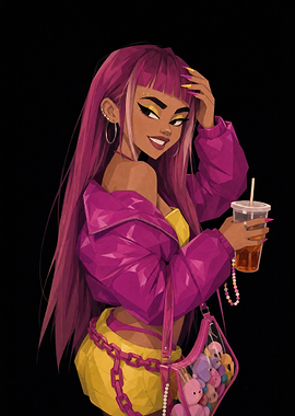 Stylish Girl with Pink Hair