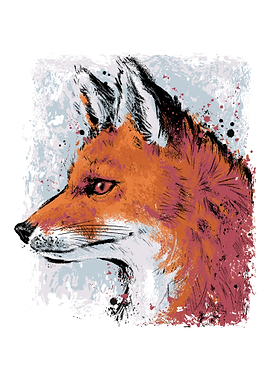 Red Fox Side Profile Painting