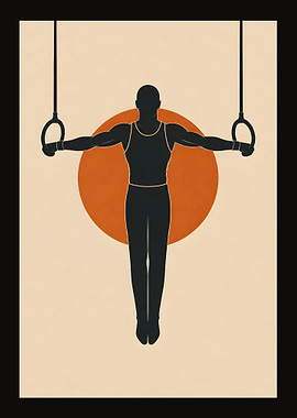 Minimalist Gymnastics Rings Silhouette