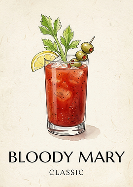 Classic Bloody Mary Cocktail Illustration