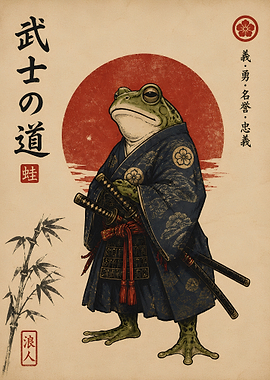 Samurai Frog Warrior Illustration