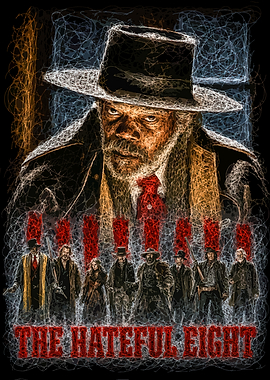 The Hateful Eight Scribble Art Poster