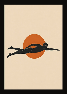 Minimalist Swimming Athlete Silhouette
