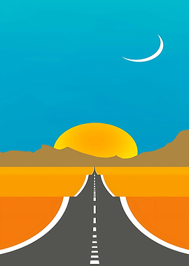 Minimalist Desert Road at Sunset