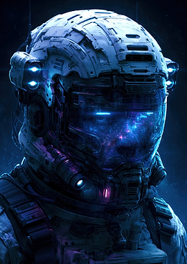 Futuristic Space Soldier Helmet