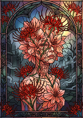 Stained Glass Spider Lily Portrait