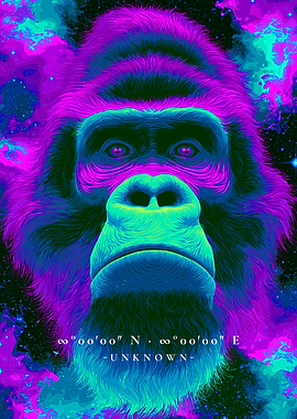 Neon Cosmic Gorilla Portrait