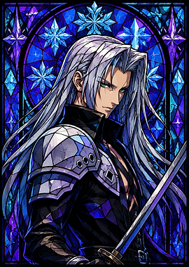 Sephiroth Stained Glass Portrait