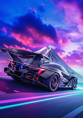 Lamborghini Supercar Under Neon Skies