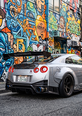 Modified Silver Nissan GT-R R35