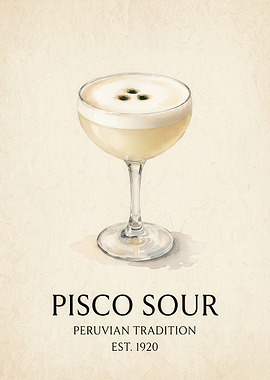 Pisco Sour Cocktail Art Print
