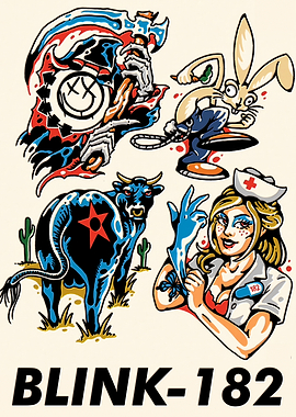 Blink-182 Tattoo Style Flash Sheet