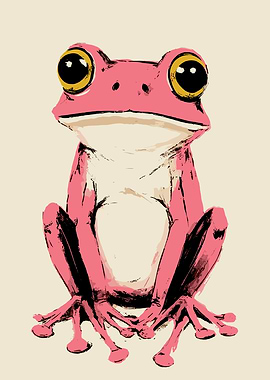 Stylized Pink Frog Illustration