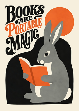Books Are Portable Magic Rabbit Poster