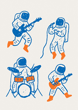 Astronaut Rock Band Illustration
