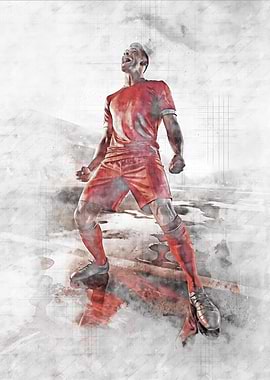 Triumphant Soccer Player Artistic Illustration