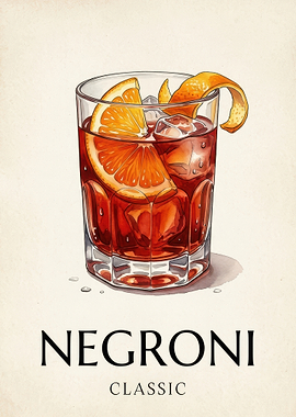 Classic Negroni Cocktail Illustration