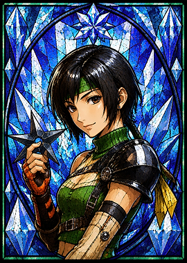 Yuffie Kisaragi Stained Glass Portrait