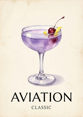 Aviation Cocktail Vintage Poster
