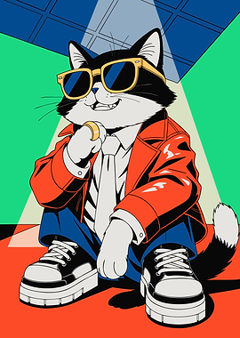 Cool Tuxedo Cat in Streetwear
