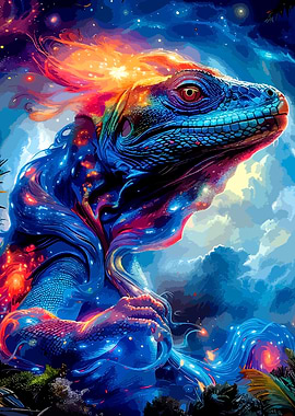 Cosmic Nebula Lizard Fantasy Art