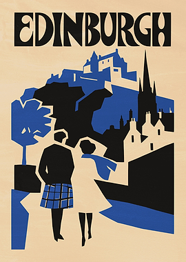 Vintage Edinburgh Travel Poster