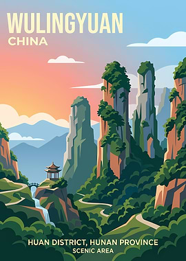 Wulingyuan China Travel Poster