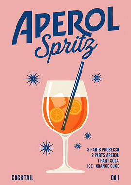 Aperol Spritz Cocktail Recipe Kitchen Poster