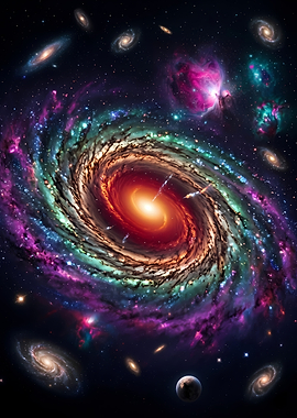 Vibrant Spiral Galaxy in Deep Space