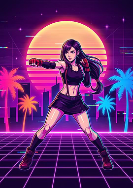 Tifa Lockhart Synthwave Retro Art