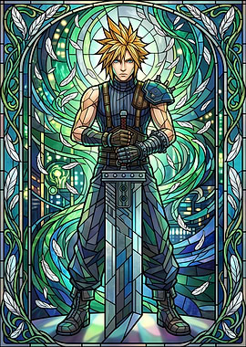Cloud Strife Stained Glass Art