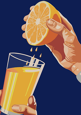 Squeezing Fresh Orange Juice Illustration