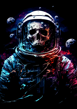 Skull Astronaut in Deep Space