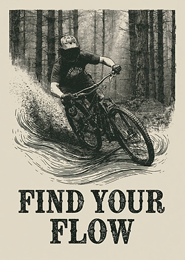 Find Your Flow Mountain Biking Poster