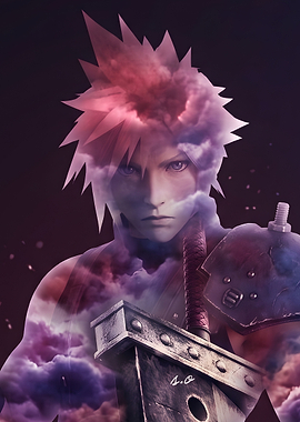 Cloud Strife Final Fantasy VII Double Exposure Portrait
