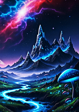 River of Light Through Alien Peaks