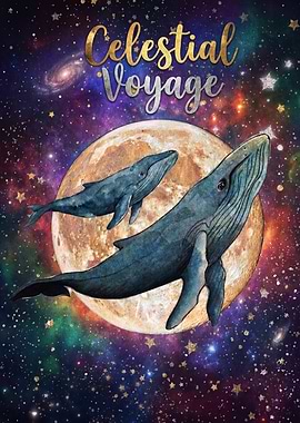 Celestial Voyage Whales in Space