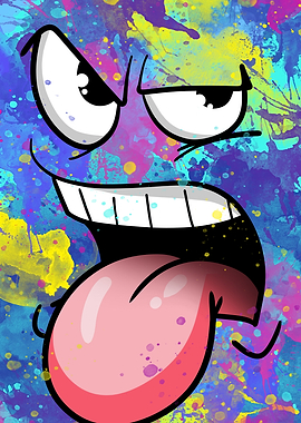 Colorful Cartoon Face With Tongue Out